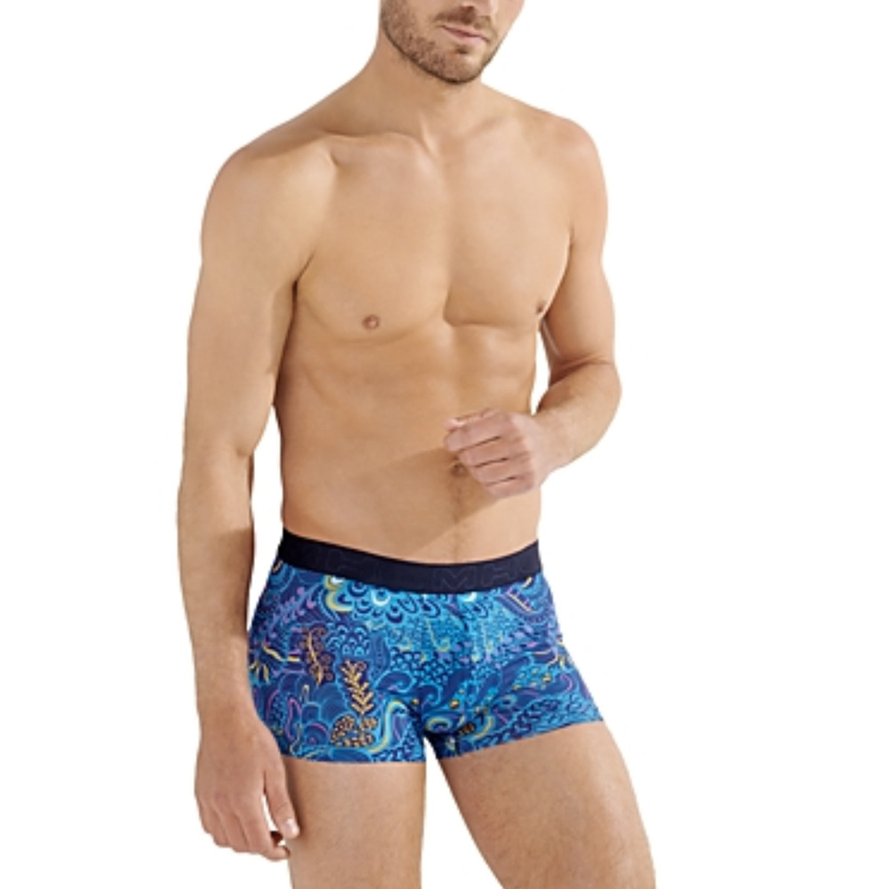 Hom Men Cyril Stretch Boxer Briefs Blue Print Size L